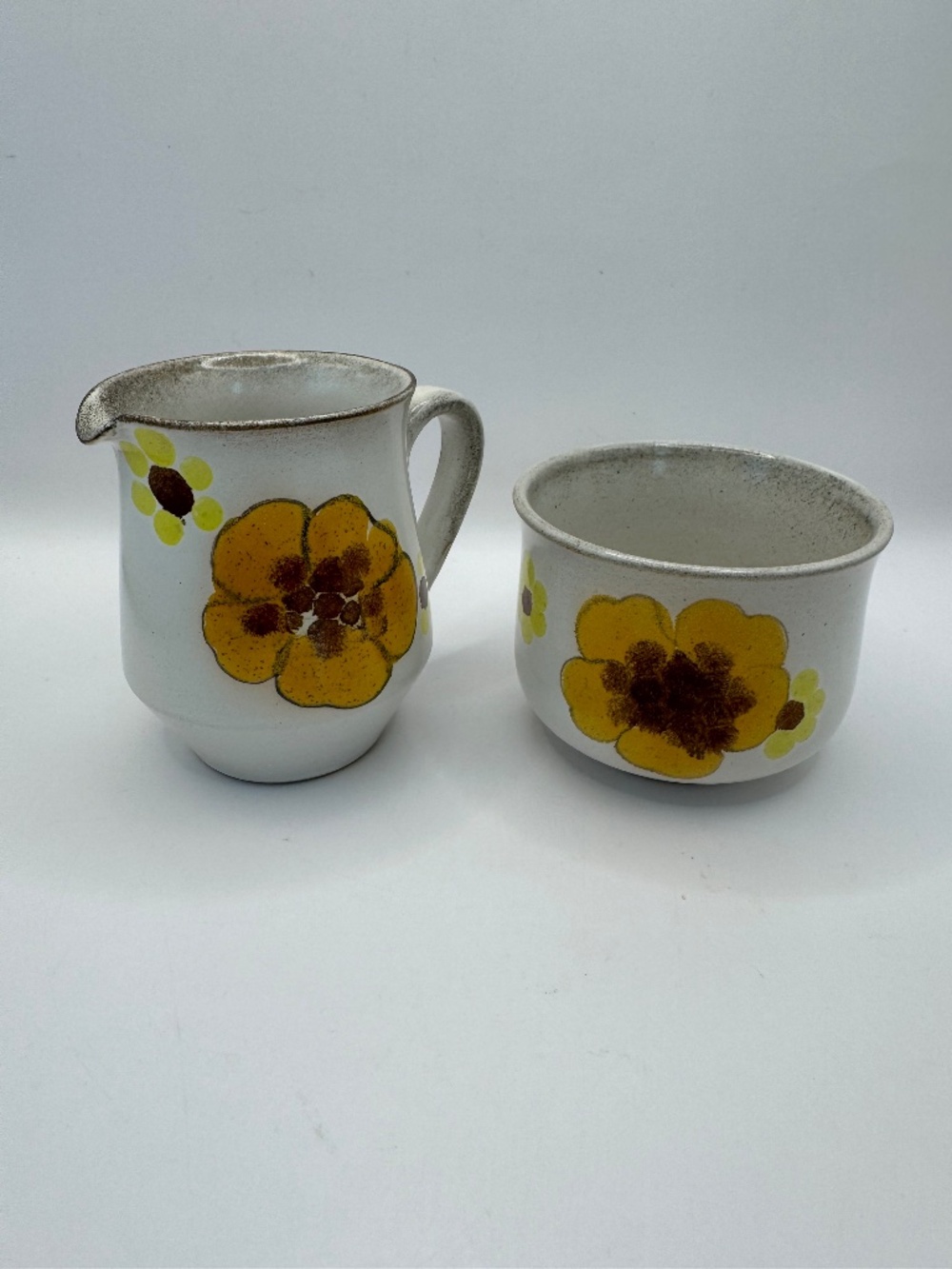 Denby Minstrel Cream and Sugar set Vintage Denby Yellow Floral
